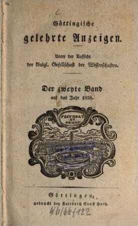 Göttingische gelehrte Anzeigen : unter Aufsicht d. Akademie der Wissenschaften. [100.] 1838, 2