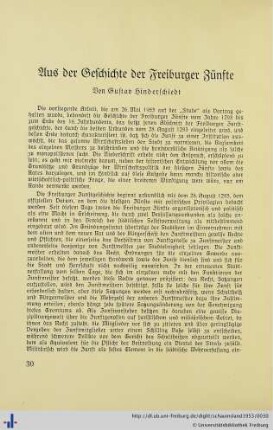 Aus der Geschichte der Freiburger Zünfte.