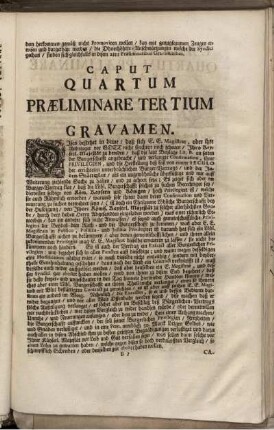 Caput Quartum. Praeliminare Tertium Gravamen