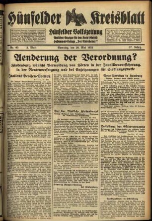 Zweite Ausgabe vom Samstag, den 28. Mai 1932.