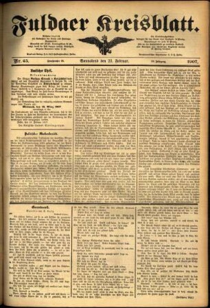 Ausgabe vom Samstag, den 23. Februar 1907.