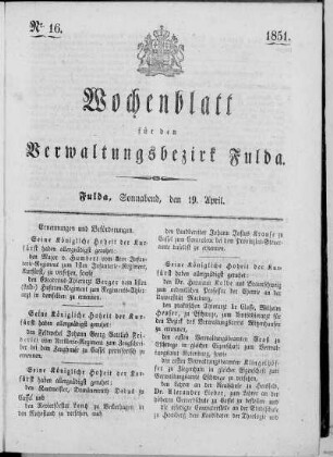 Nr. 16, Ausgabe vom 19. April 1851