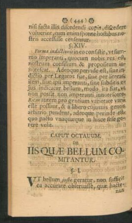 Caput Octavum. De Iis Quae Bellum Comitantur.