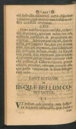 Caput Octavum. De Iis Quae Bellum Comitantur.