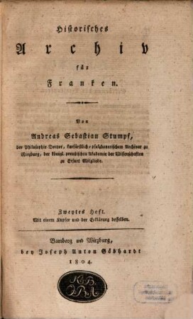 Historisches Archiv für Franken. 2. 1804