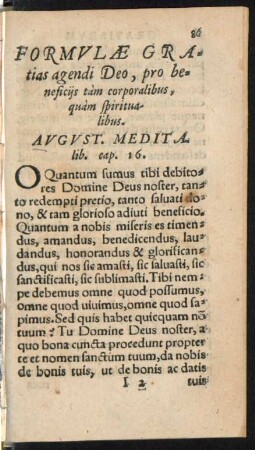 Formulae Gratias agendi Deo, pro beneficiis tam corporalibus, quam spiritualibus.