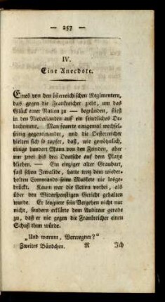 IV. Eine Anecdote