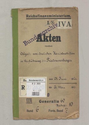 Abgabe von deutschen Handelsschiffen: Bd. 6