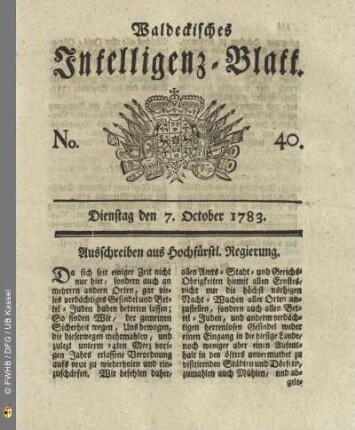 No.40, Dienstag den 7. October 1783