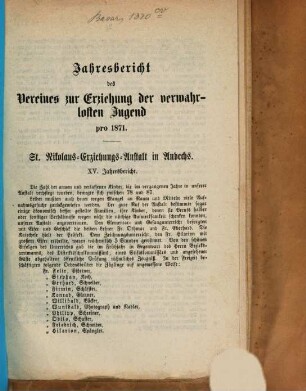Jahres-Bericht. 1871