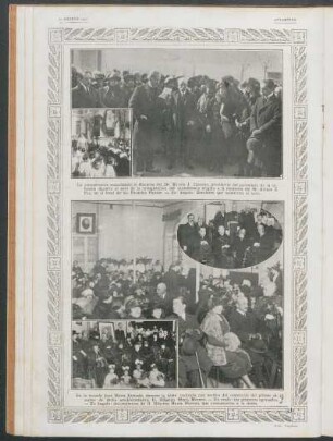 La concurrencia escuchando el discurso del Dr. Ramón J. Cárcano [y] La escuela María Estrada