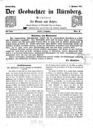 Der Beobachter in Nürnberg : Blätter für Ernst und Scherz, 1851 = Jg. 3