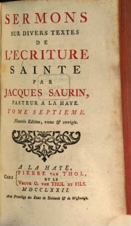 Sermons sur divers textes de l'Ecriture sainte, 7