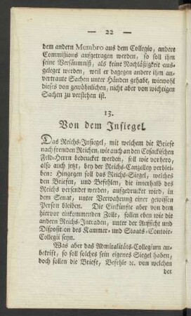 13. Von dem Insiegel