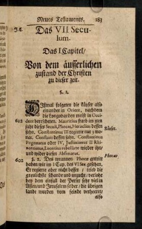 283-289, Das I. Capitel