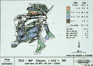 Yield Map Scheyern * total * 1991 (winter wheat, SEL-DGPS + GPS 8/12 - 8/19/91)
