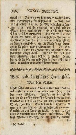 Vier und dreysigstes Hauptstück. Von den Reisen.
