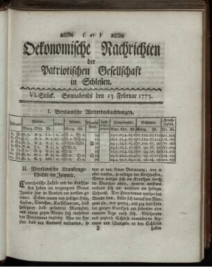 VI. Stück. Sonnabends den 13 Februar 1773.
