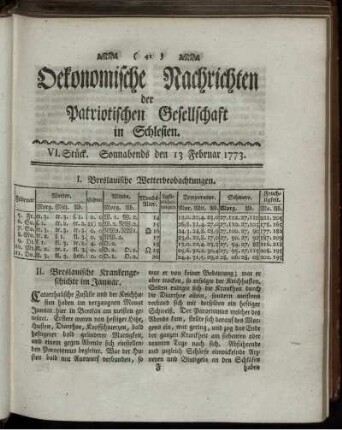 VI. Stück. Sonnabends den 13 Februar 1773.