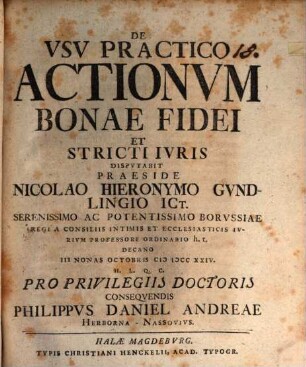 De Vsv Practico Actionvm Bonae Fidei Et Stricti Ivris