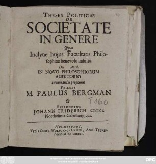 Theses Politicae De Societate In Genere