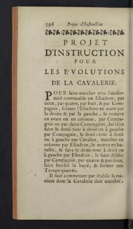 Projet d'instruction pour les evolutions de la Cavalerie.
