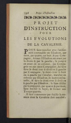 Projet d'instruction pour les evolutions de la Cavalerie.