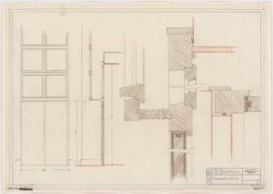 Haus des Rundfunks, Berlin-Charlottenburg: Eingang Masurenallee, Tür Pos. 56, Schnitt 1:10, Detail 1:1