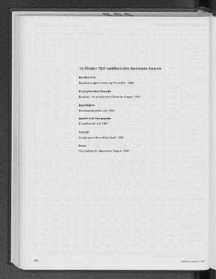 Im Oktober 1991 veröffentlichte Statistische Berichte
