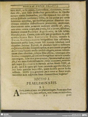 Sectio I. Praeliminaris