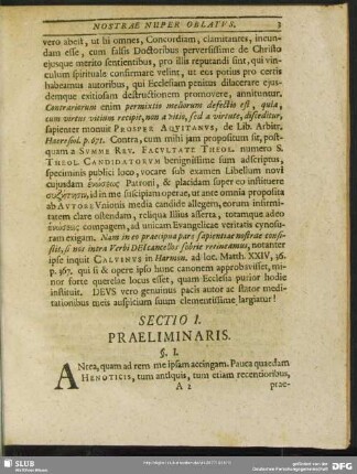 Sectio I. Praeliminaris