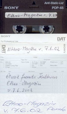 Musik fremder Kulturen. Ethno-Magazin v.7.6.2002