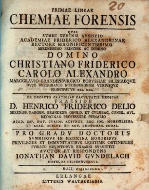 Primae lineae chemiae forensis