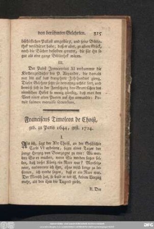 Franciscus Timoleon de Choisi, geb. zu Paris 1644, gest. 1724.