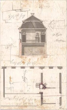 Voit, Johann Michael; Wohnraum - Grundriss, Querschnitt