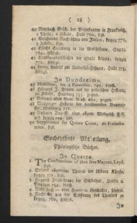 Sechszehnte Abtheilung. Philologische Bücher