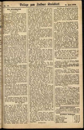 Zweite Ausgabe vom Mittwoch, den 11. Juni 1879.