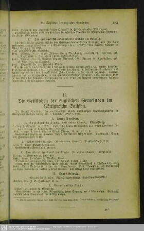 H. Die Geistlichen der englischen Gemeinden im Königreiche Sachsen