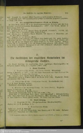 H. Die Geistlichen der englischen Gemeinden im Königreiche Sachsen