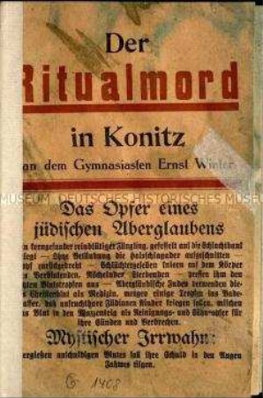 Antisemitische Schrift über einen vermeintlichen jüdischen Ritualmord in Konitz 1900