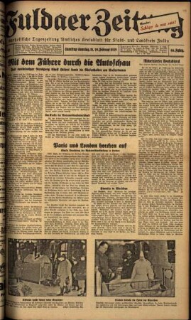 Ausgabe vom Sonntag, den 19. Februar 1939.