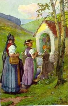 Frauen vor einer Kapelle