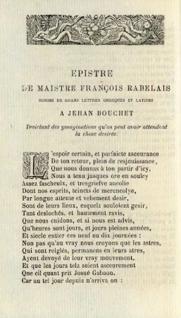 Epistre de maistre François Rabelais