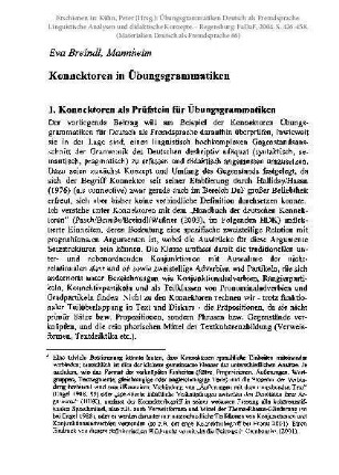 Konnektoren in Übungsgrammatiken