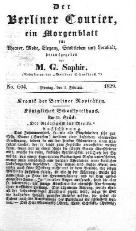 No. 604., Montag, den 2. Februar 1829