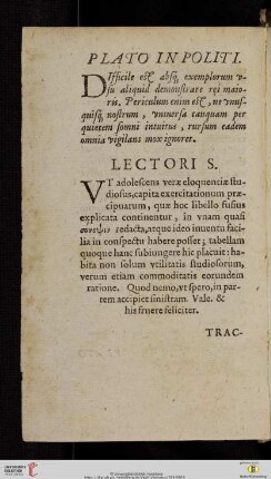 Plato in politi / Lectori S.