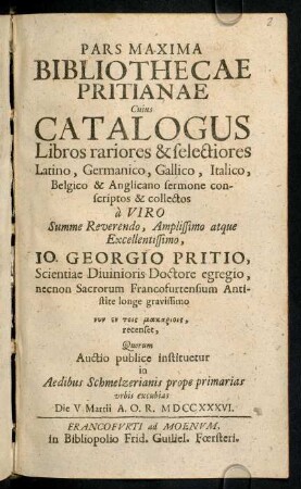 1-193, Pars Maxima Bibliothecae Pritianae