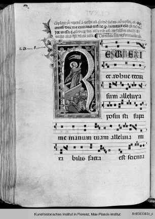 Initiale R mit der Auferstehung Christi - Antiphonarium proprium de tempore et Commune Sanctorum