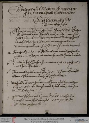 Inventar des Silbergeschirrs und der Rosenkränze Pfalzgräfin Elisabeths von Pfalz-Lautern