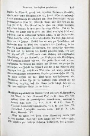 133-134 [Rezension] Florilegium patristicum, Fasc. IV-VI